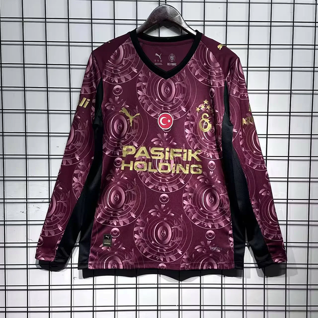 Galatasaray 2025/26 third with sponsor long sleeves soccer jersey size S-2XL