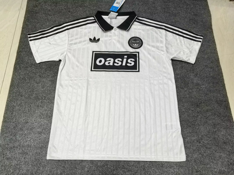 25-26 Adidas x Oasis Tour Jacquard white with black font 25 Jersey