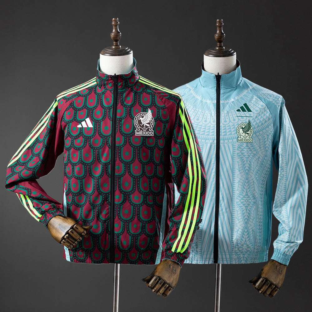 Mexico Reversible Jacket Windbreaker - Red &amp; Sky Blue S-XXL