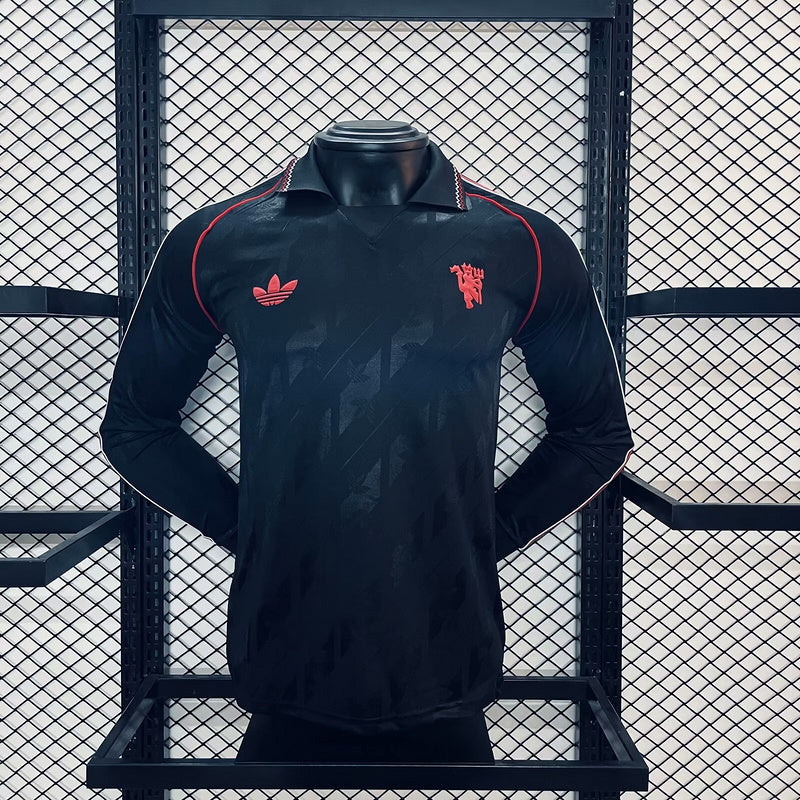 24-25 Manchester United Black Retro Model Long Sleeve PLayer Version Jersey