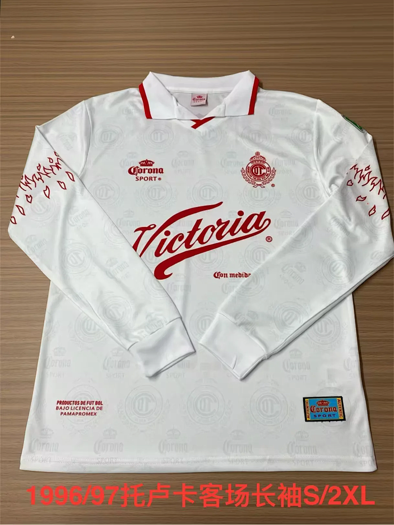 Retro 1996-97 Toluca away long sleeves soccer jersey size S-2XL