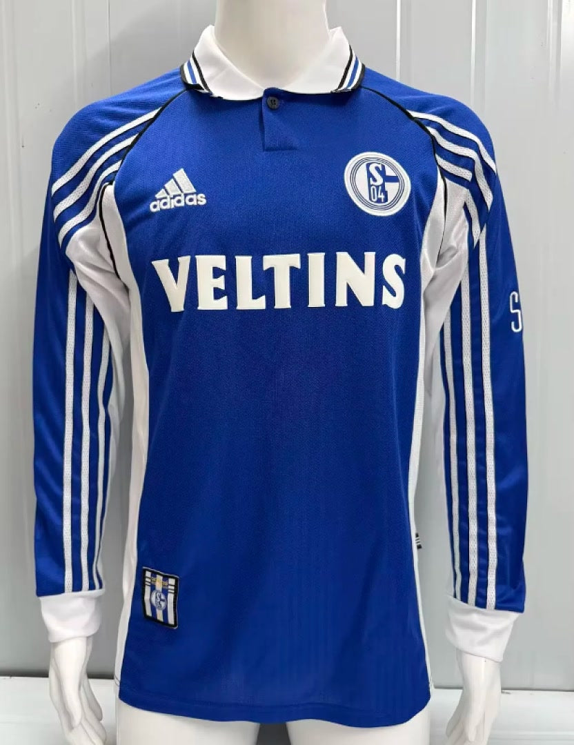 Retro FC Schalke 04 1998/00 Home Long Sleeve Jersey Size S-2XL