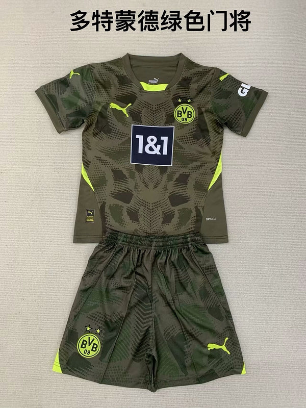 24-25 Dortmund dark green goalkeeper kids kit