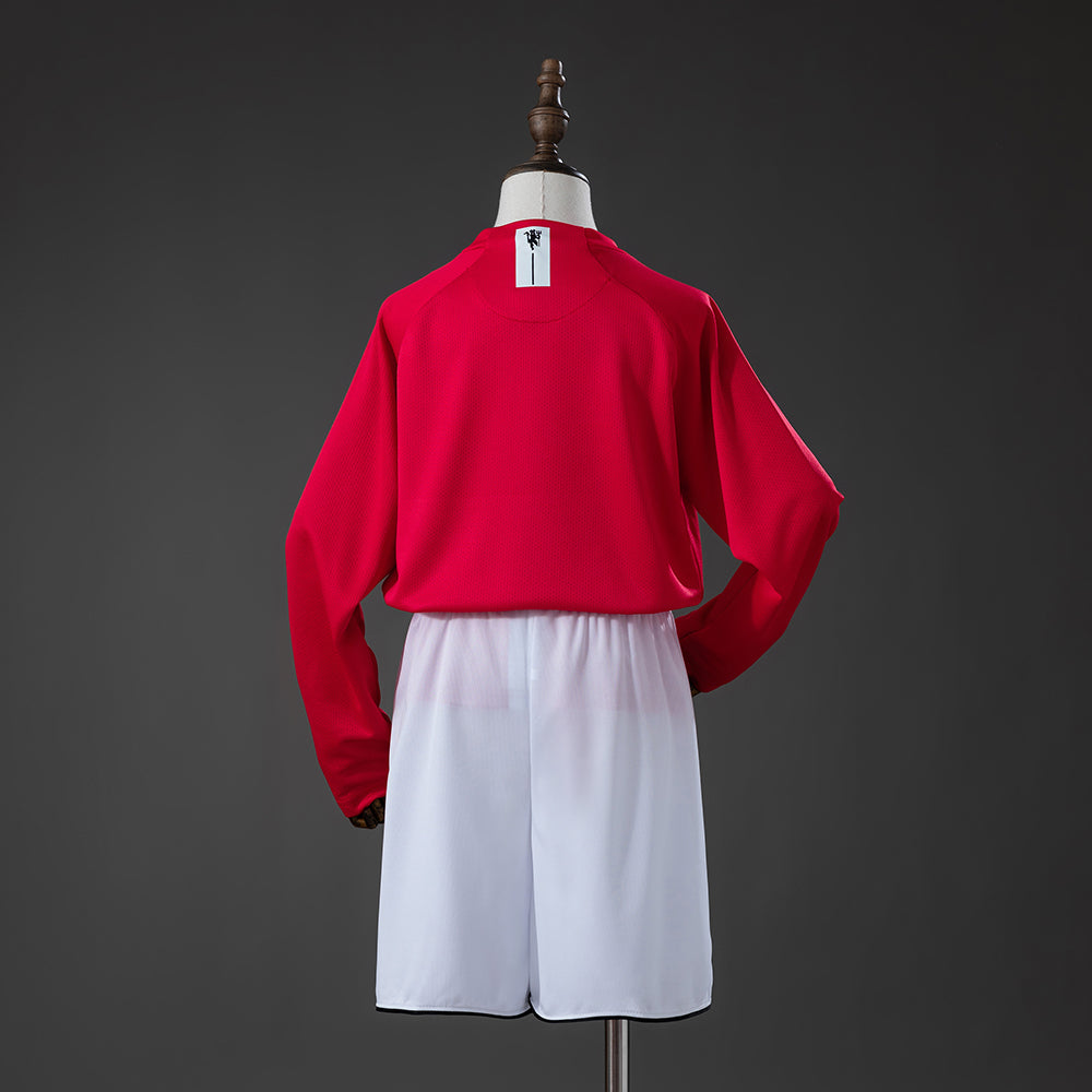 M-U 07/08 Home Retro Long Sleeve Kids Kit Jersey SIZE 16-28