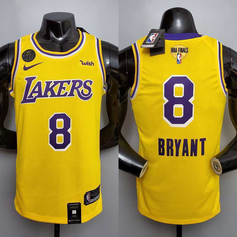 New Bryant #8 Lakers Commemorative Edition Round neck yellow