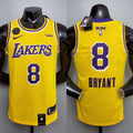 New Bryant #8 Lakers Commemorative Edition Round neck yellow
