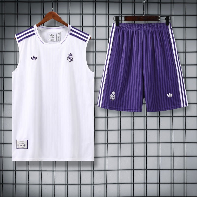 25-26 Real Madrid White and Purple Vest Suit