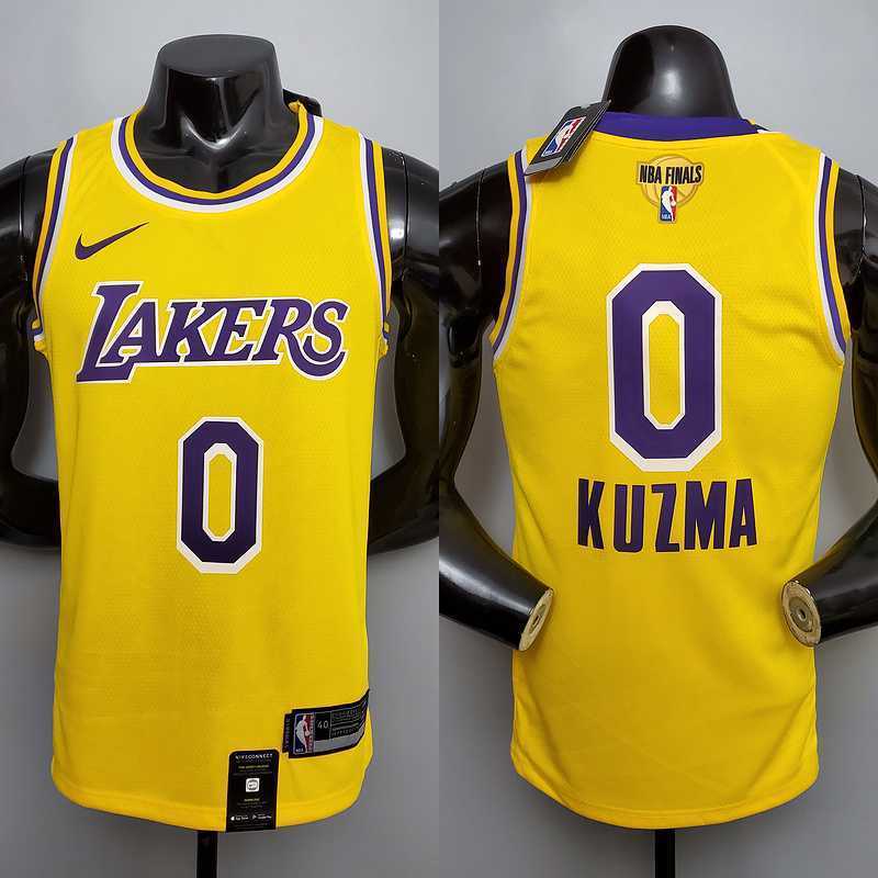 New KUZMA #0 Lakers Commemorative Edition Round neck yellow