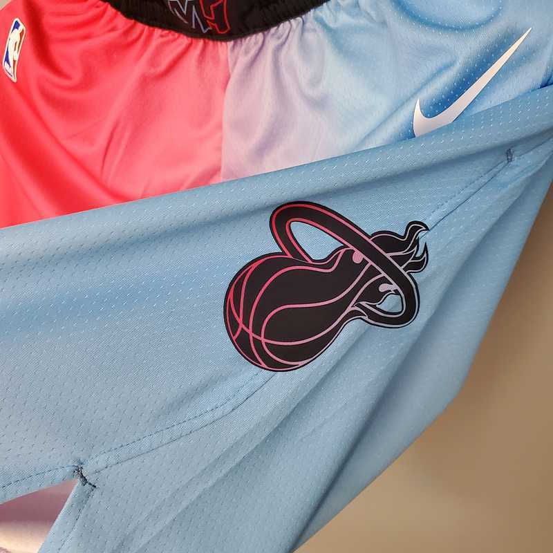 New Miami Heat Shorts City Edition Pink Blue Gradient Color
