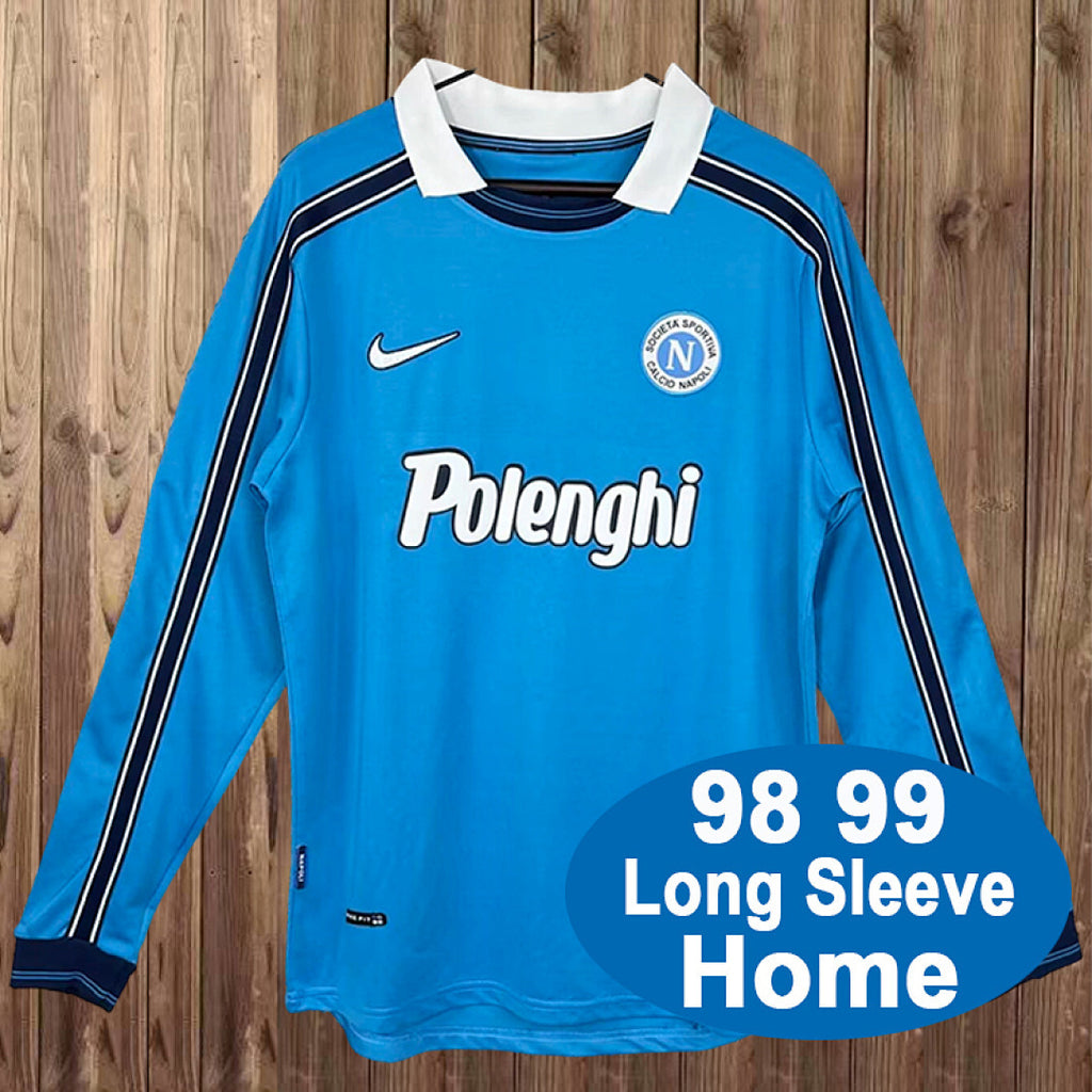 Retro 1998-99 Napoli Home Long Sleeve soccer jersey size S-2XL