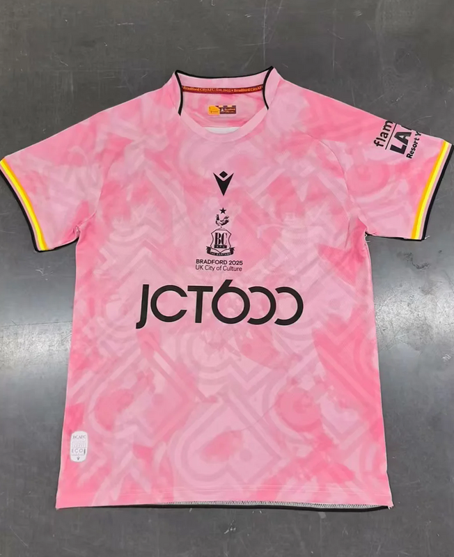 25-26 Bradford City third pink soccer jersey size S-2XL