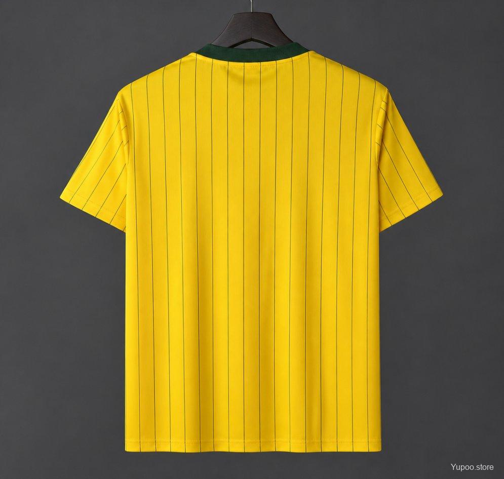 Brazil 2026 Vintage Pinstripe Yellow Jersey