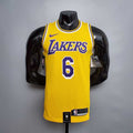 James #6 Lakers Round neck yellow