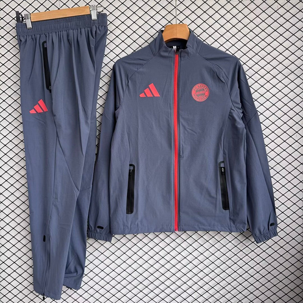 FC Bayern Munich 2025/26 Dark Gray Windbreaker Suit Size S-2XL
