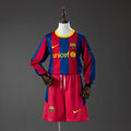 Barcelona 10/11 Home Retro Long Sleeve Kids Kit Jersey SIZE 16-28