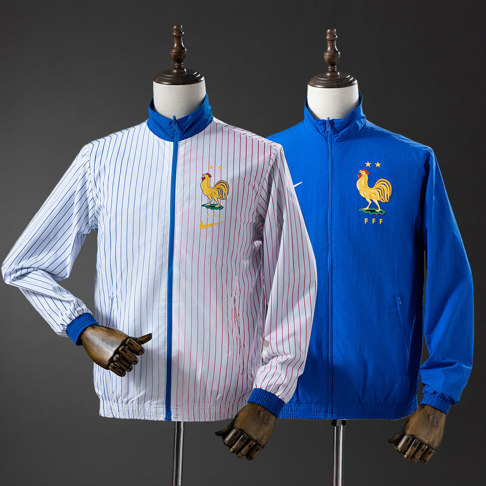 French Reversible Jacket Windbreaker - White &amp; Blue S-XXL