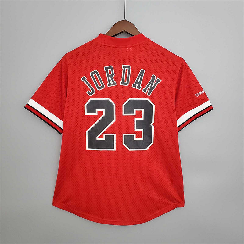 Mitchellness Bulls Red No. 23 Jordan Retro Mesh Short Sleeve