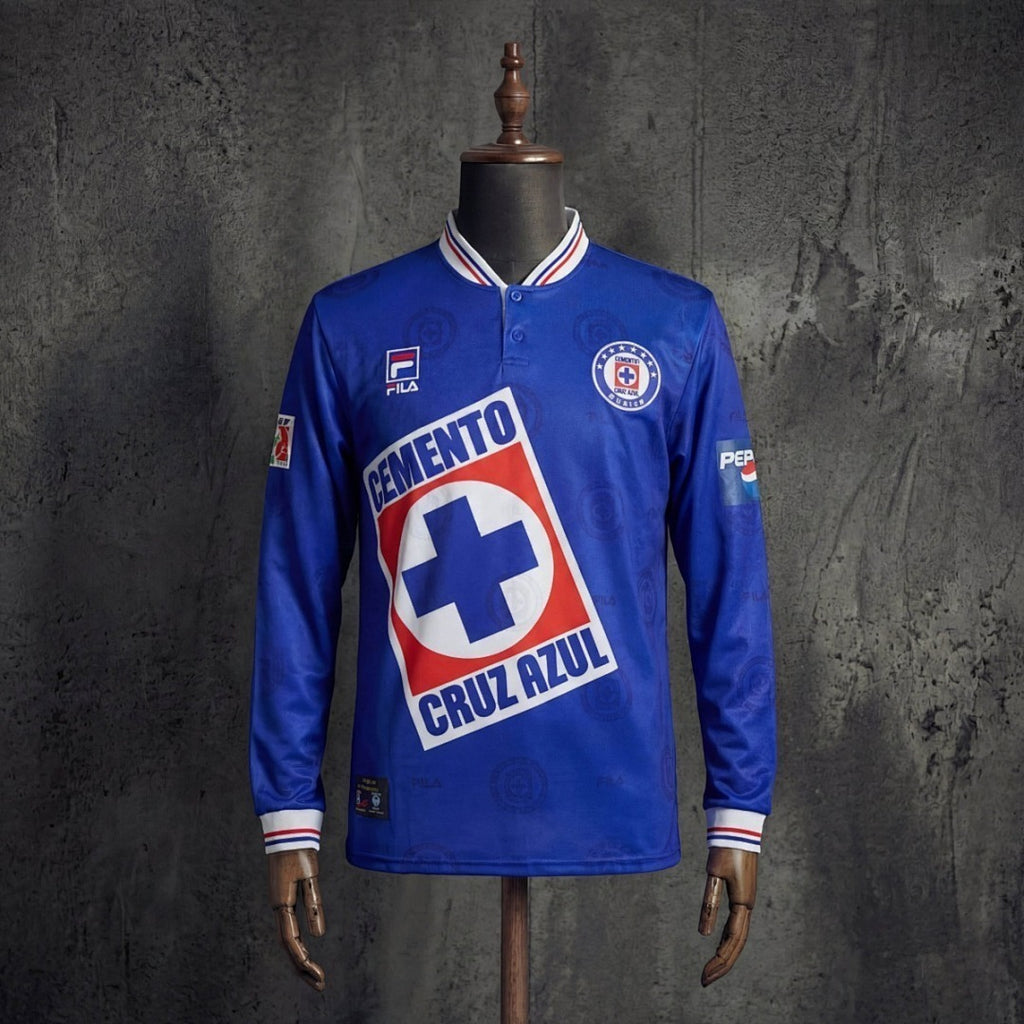 Retro 1998 Cruz Azul home Long Sleeve soccer jersey size S-2XL
