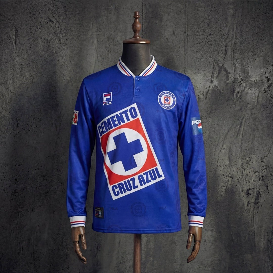 Retro 1998 Cruz Azul home Long Sleeve soccer jersey size S-2XL