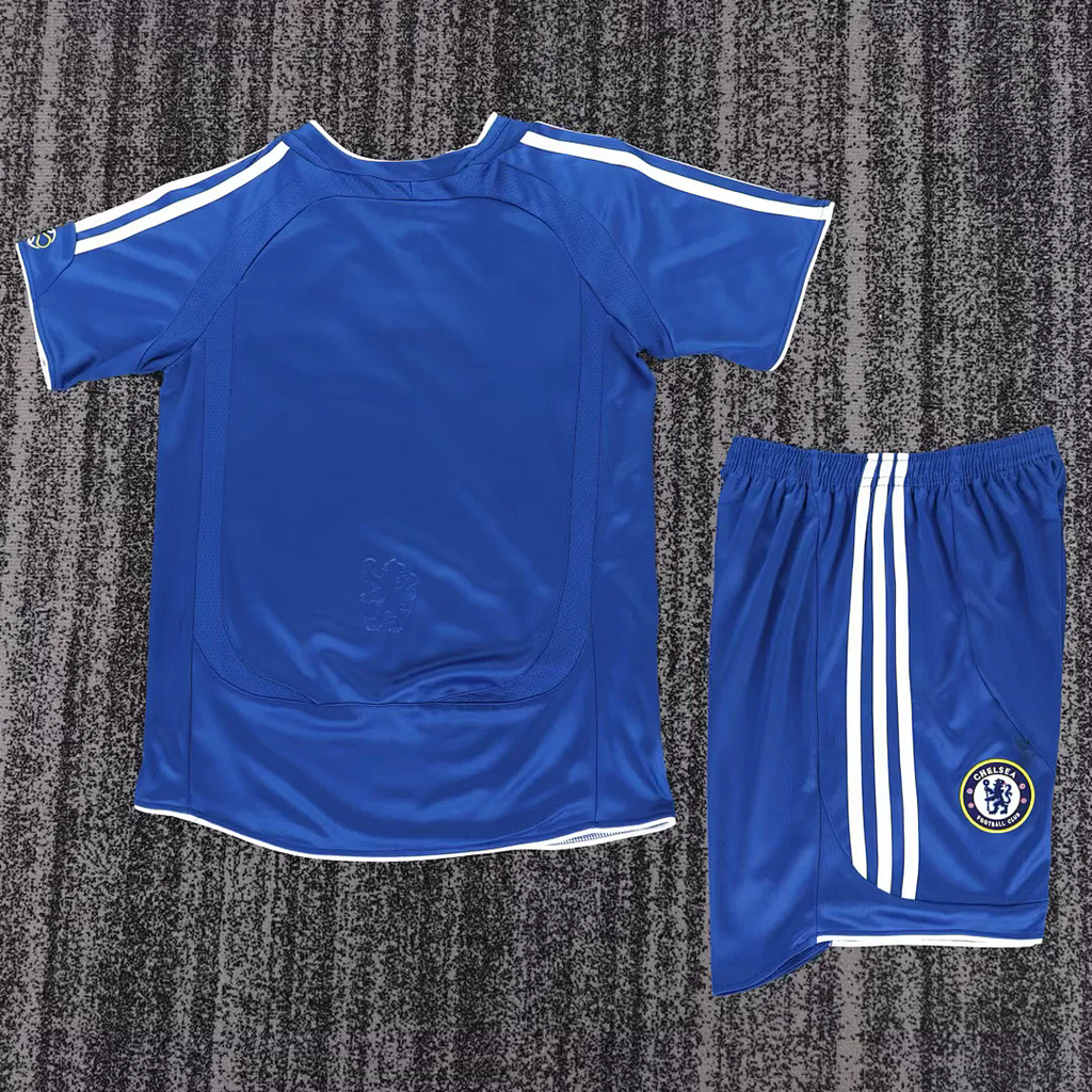 Retro Chelsea 2006-07 Home Blue Kid Kit soccer jersey size 16-28