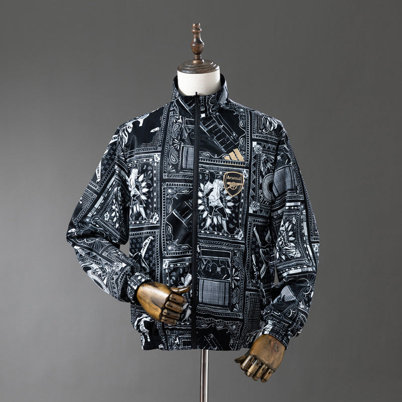 Arsenal 2025/26 Black Reversible Windbreaker