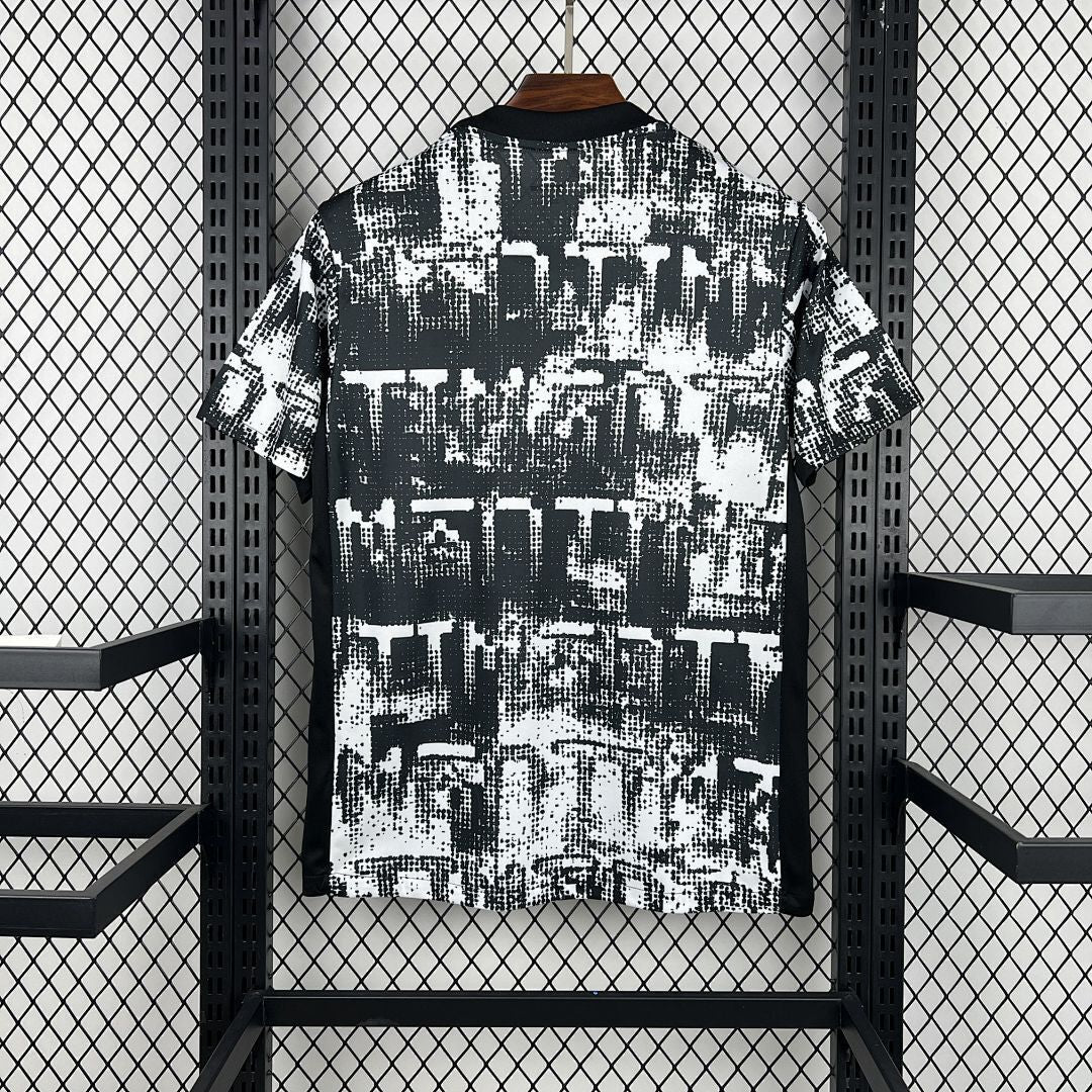 Mens Corinthians 2025/26 Black and White Pre-Match Jersey