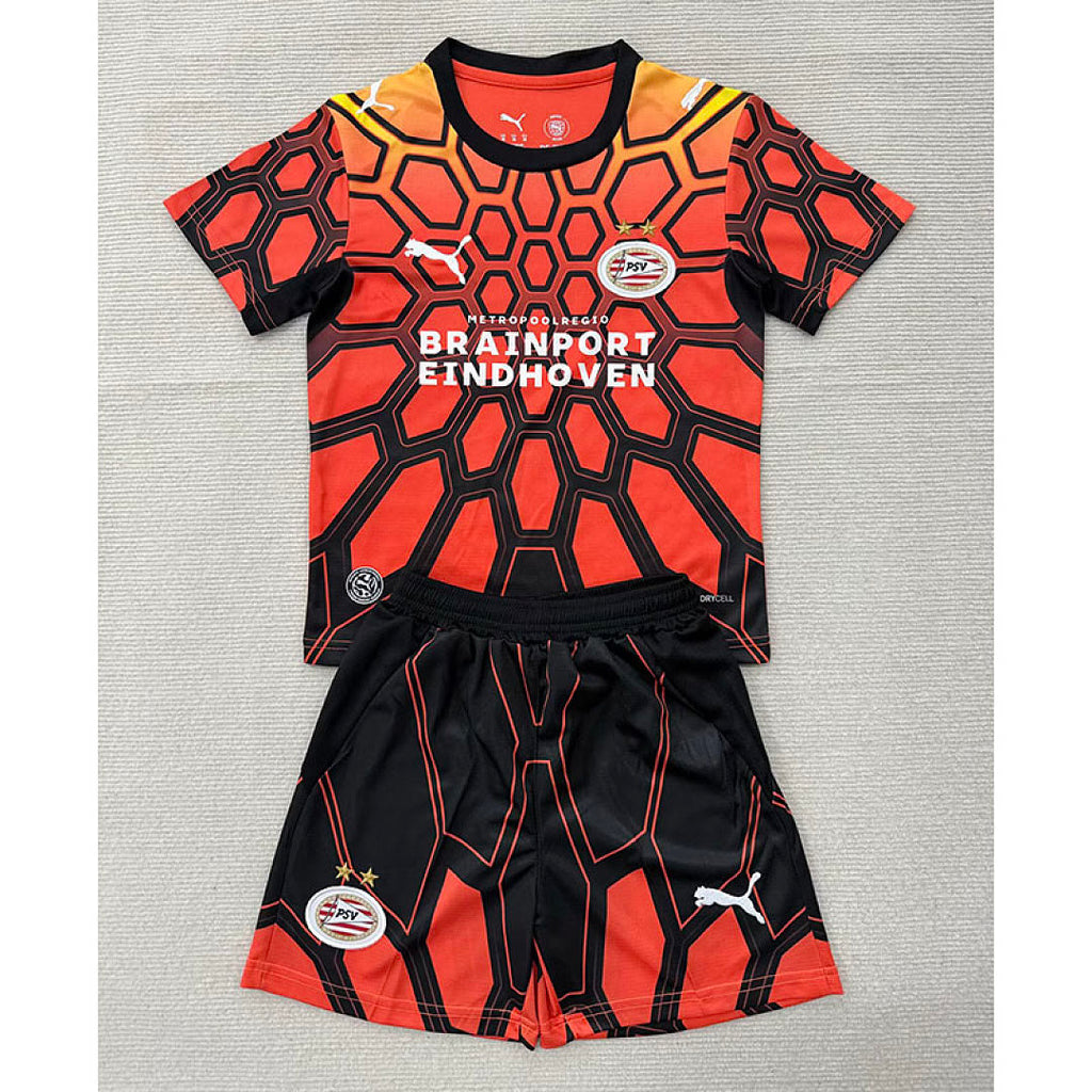 Kids Kit PSV 2026/27 Orange Goalkeeper Soccer Jersey Size 16-28