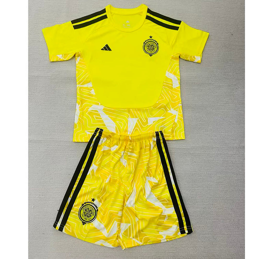 Kids Kit Celtic 2026/27 Yellow Goalkeeper Soccer Jersey Size 16-28