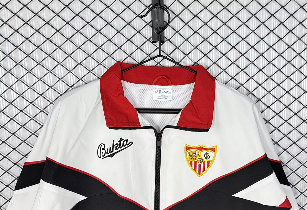 Retro Sevilla 1992/93 White Black And Red Windbreaker