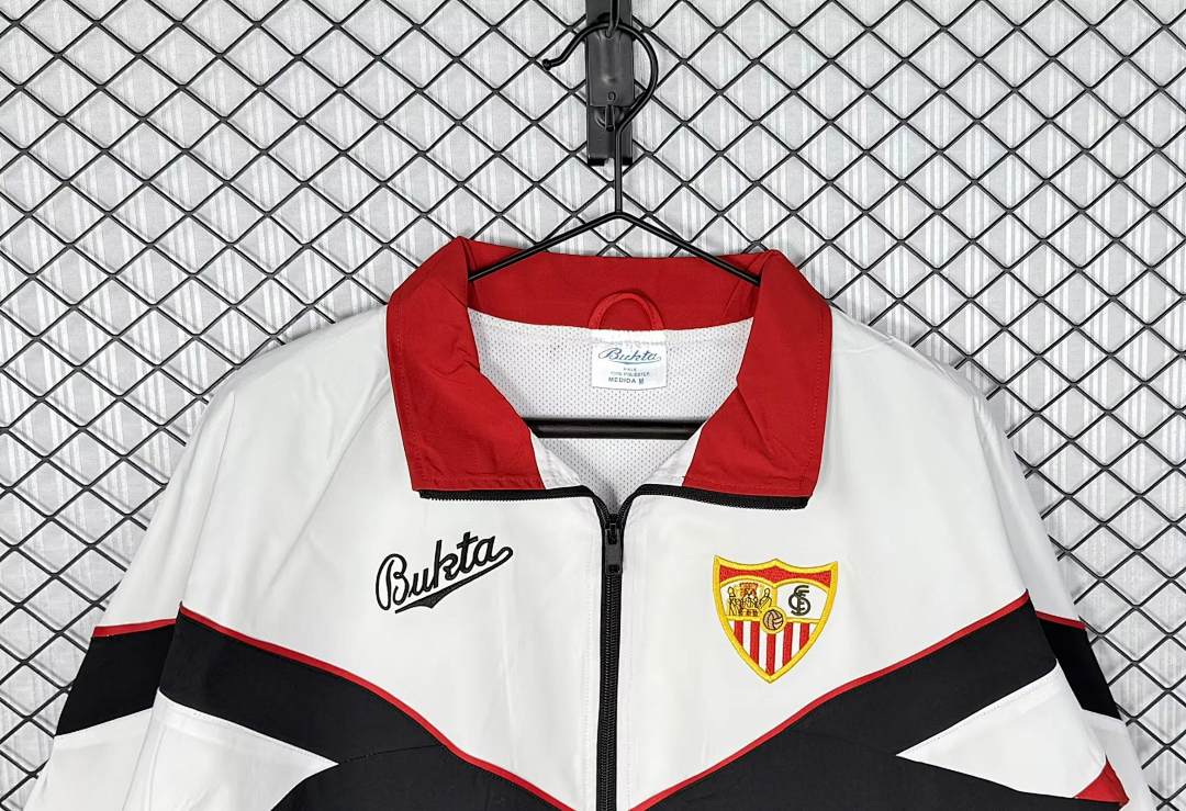 Retro Sevilla 1992/93 White Black And Red Windbreaker