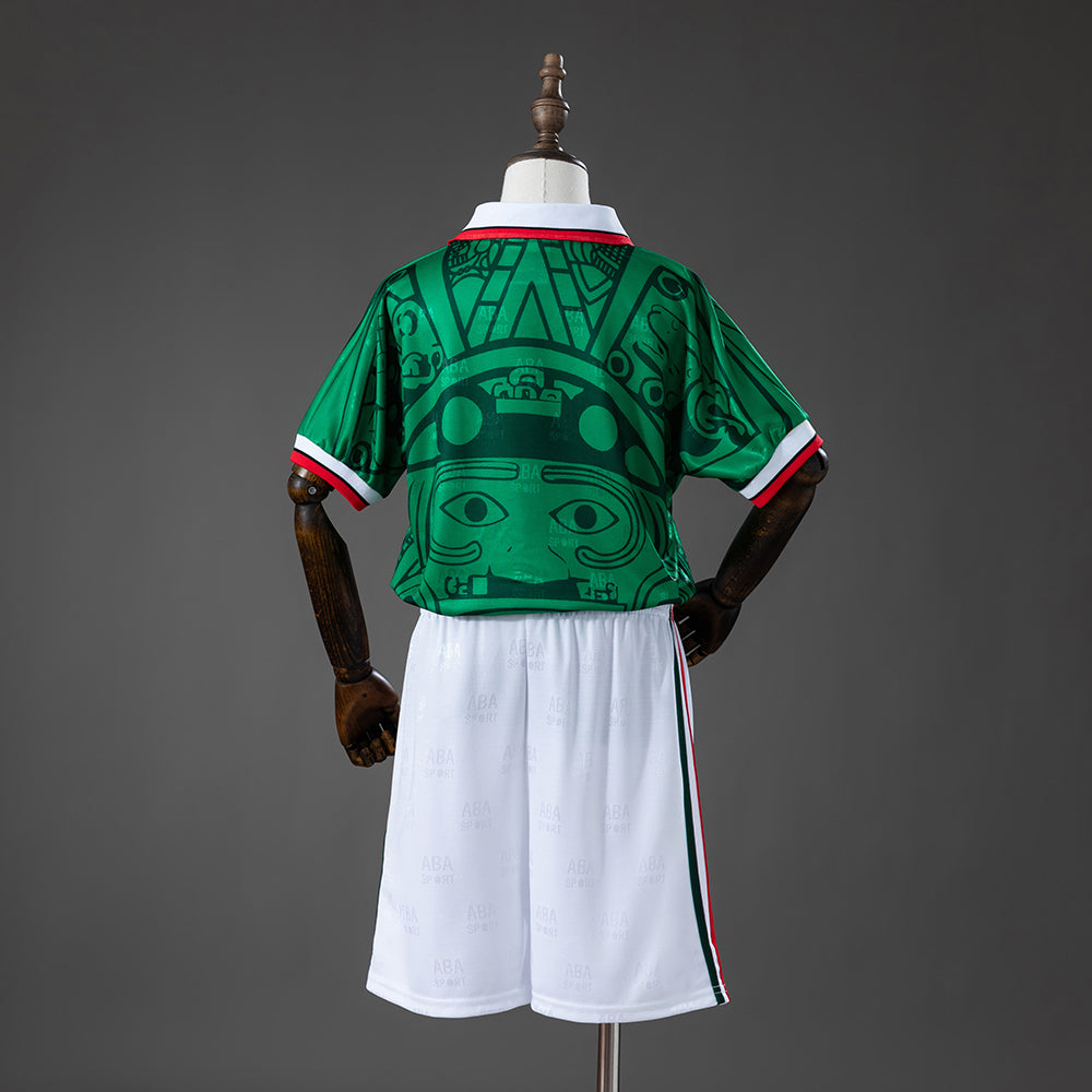 Mexico 1998 Home Retro Kids Kit Jersey Size 16-28