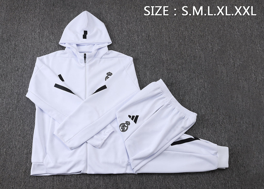 Real Madrid 2025/26 White Hoodie Suit S-2XL