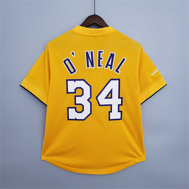 Mitchellness Lakers Yellow No. 34 O'Neial Retro Mesh Short Sleeve