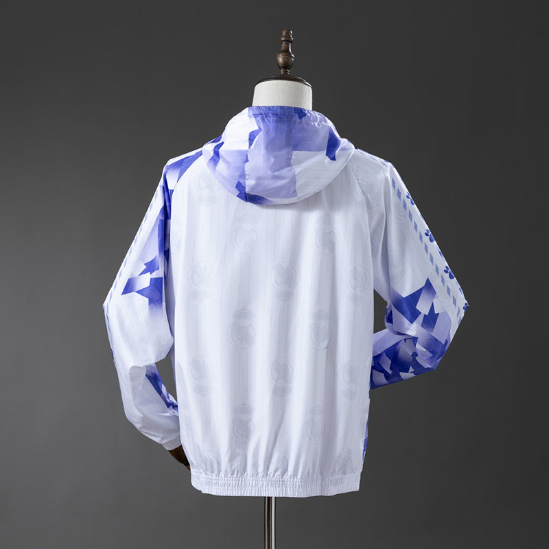 Real Madrid 2025/26 White and Purple Retro Model Windbreaker
