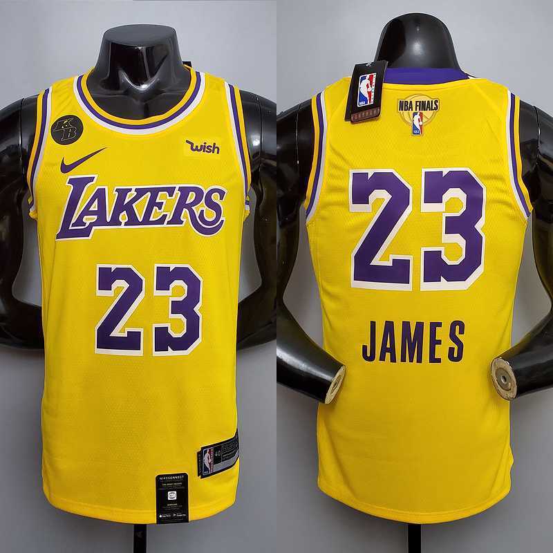 New James #23 Lakers Round neck yellow