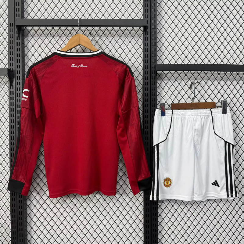 Manchester united 2025/26 home long sleeve Kids Kit