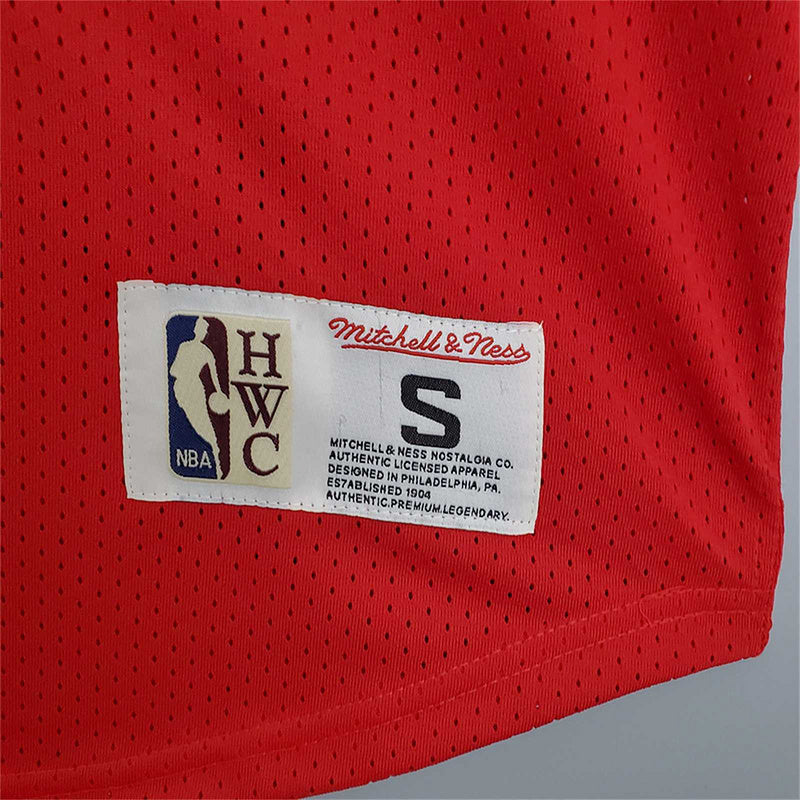 Mitchellness Bulls Red No. 33 Jordan Retro Mesh Short Sleeve