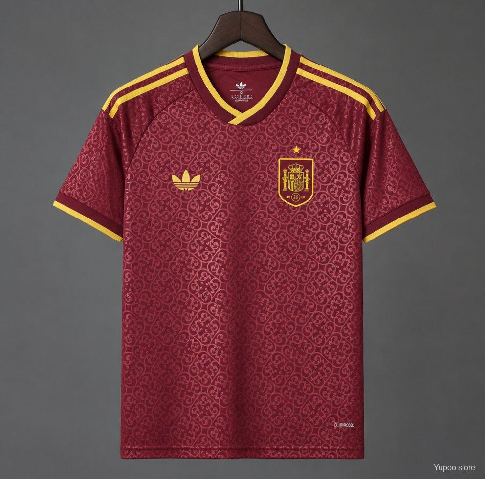 Mens Spain 2026 World Cup Third Wine Jersey S-4XL
