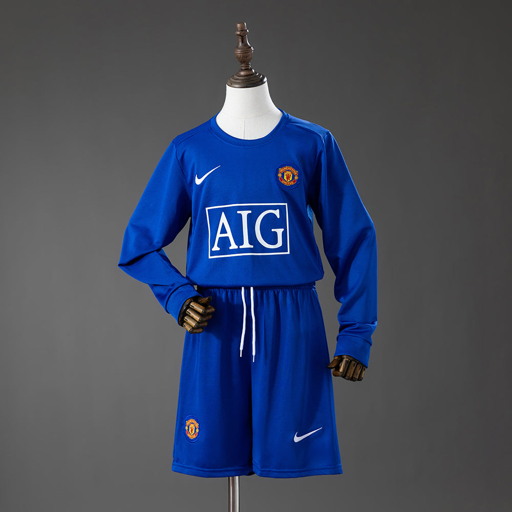 M-U 08/09 Third Away Retro Long-Sleeve Kids Kit Jersey Size 16-28