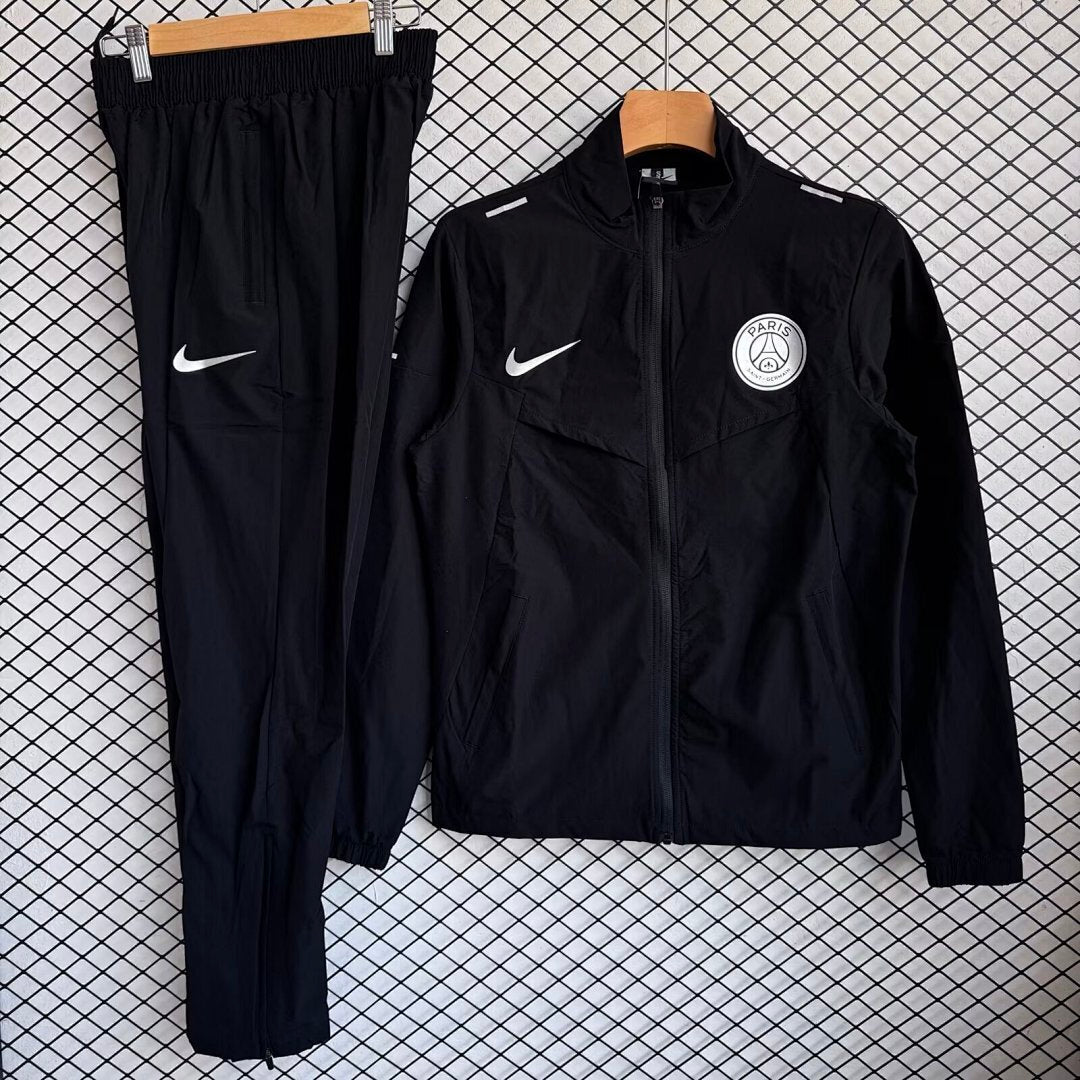 Paris Saint Germain（PSG） 2025/26 Black Windbreaker Suit Size S-2XL