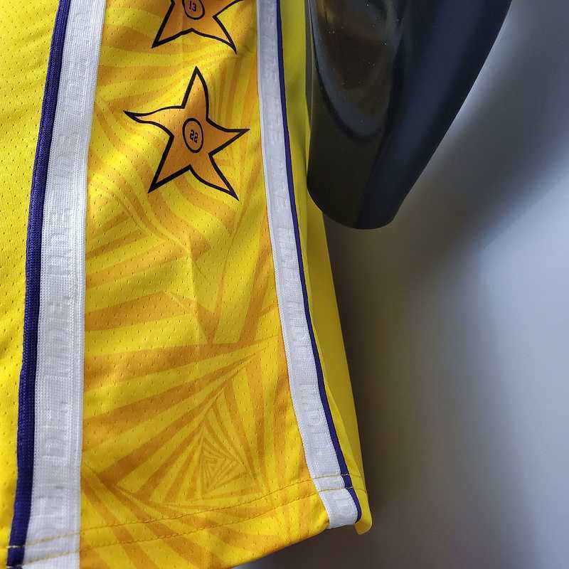James #6 Lakers V-neck City Edition yellow