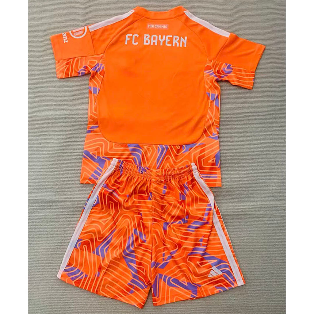 Kids Kit Bayern Munich 2026/27 Orange Goalkeeper Soccer Jersey size 16-28