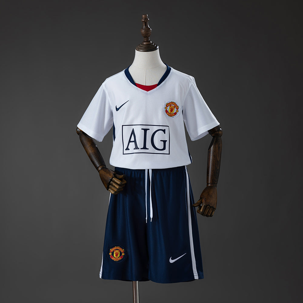 M-U 0809 Away (League Edition) Retro Kids Kit Jersey Size 16-2