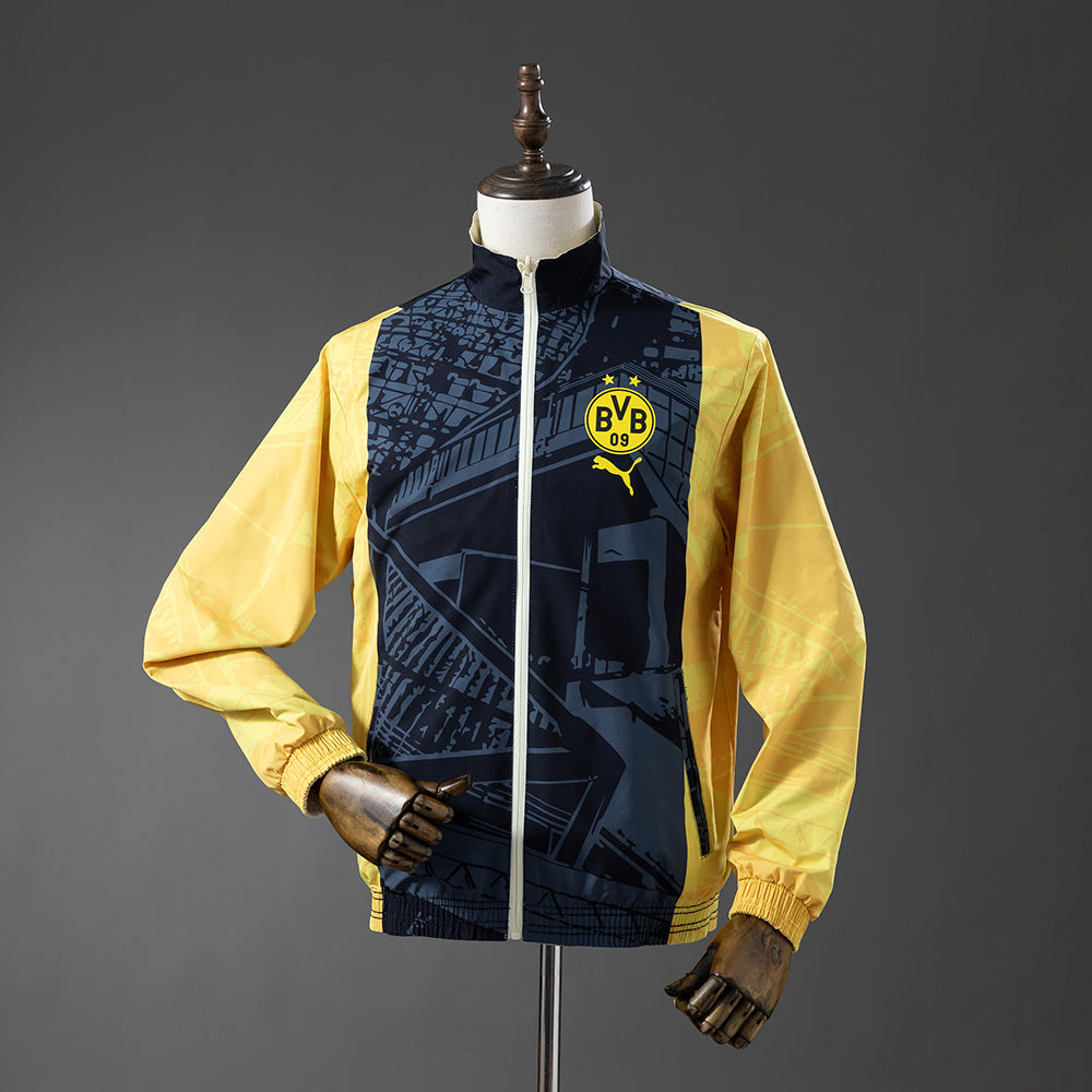 Borussia Dortmund Reversible Jacket Windbreaker - Black &amp; Beige S-XXL
