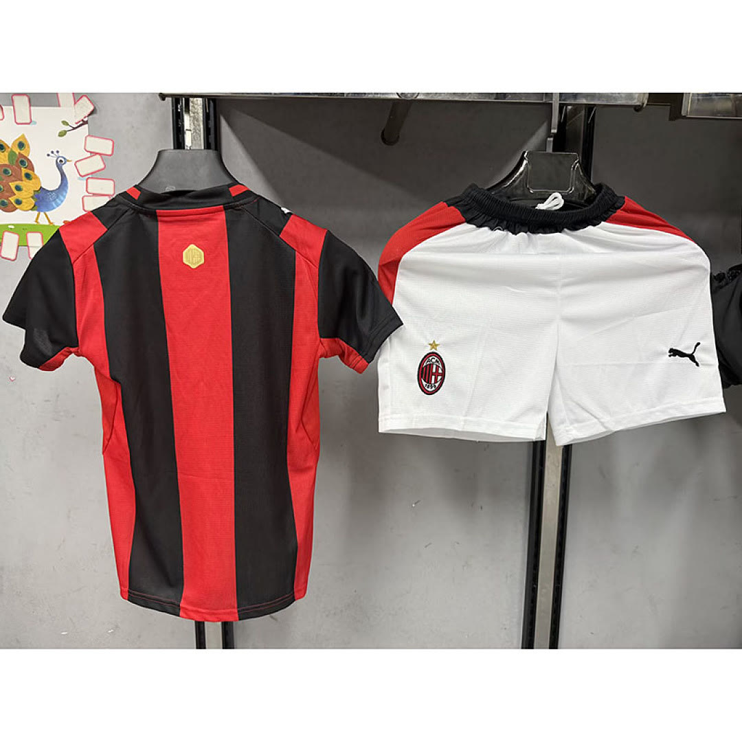 AC Milan 2026/27 Home Kids kit With White Shorts Size16-28
