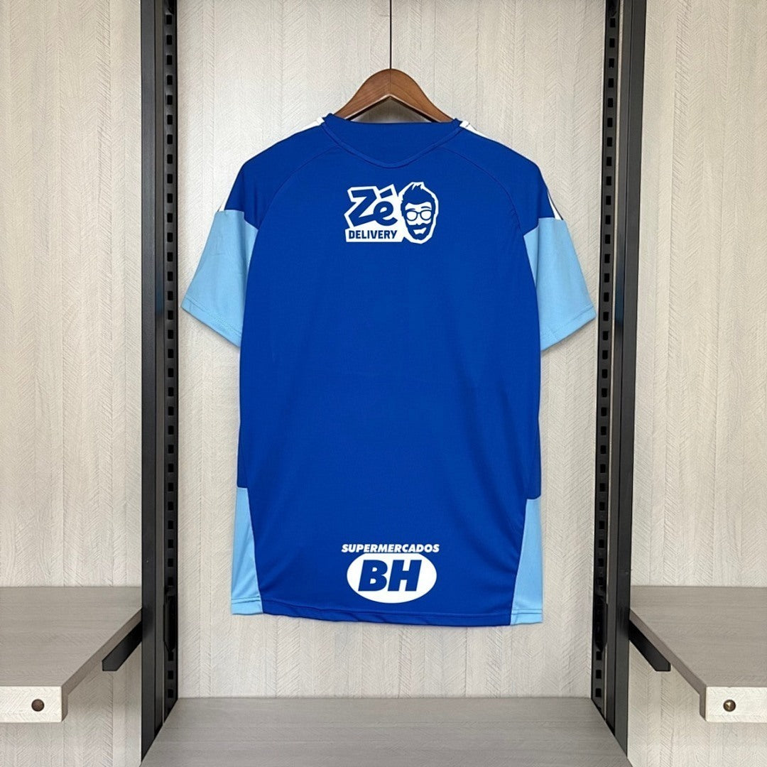 Mens Cruzeiro 2025/26 Pre-Match Dark Blue Jersey With all Sponsors