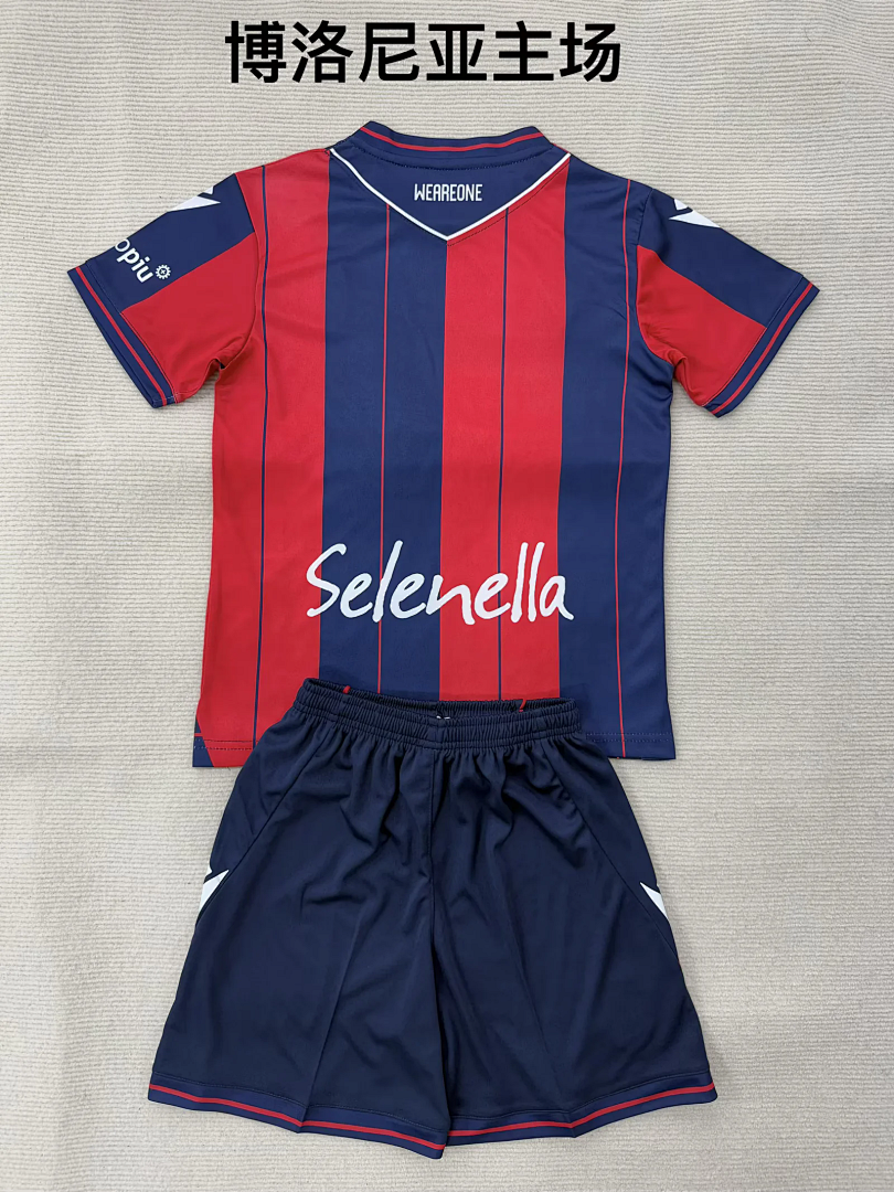 kids kit Bologna 2025/26 Home soccer jersey size 16-28