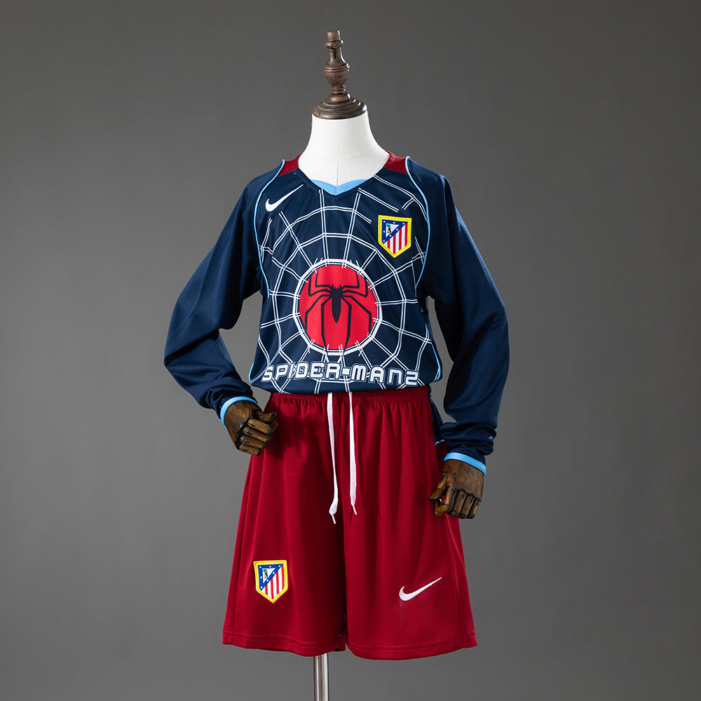 Atletico Madrid 04/05 Away Retro Long-Sleeve Kids Kit Jersey SIZE 16-28