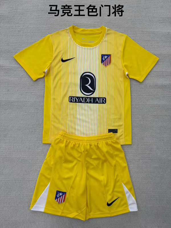 25-26 Atletico Madrid yellow goalkeeper kid kit