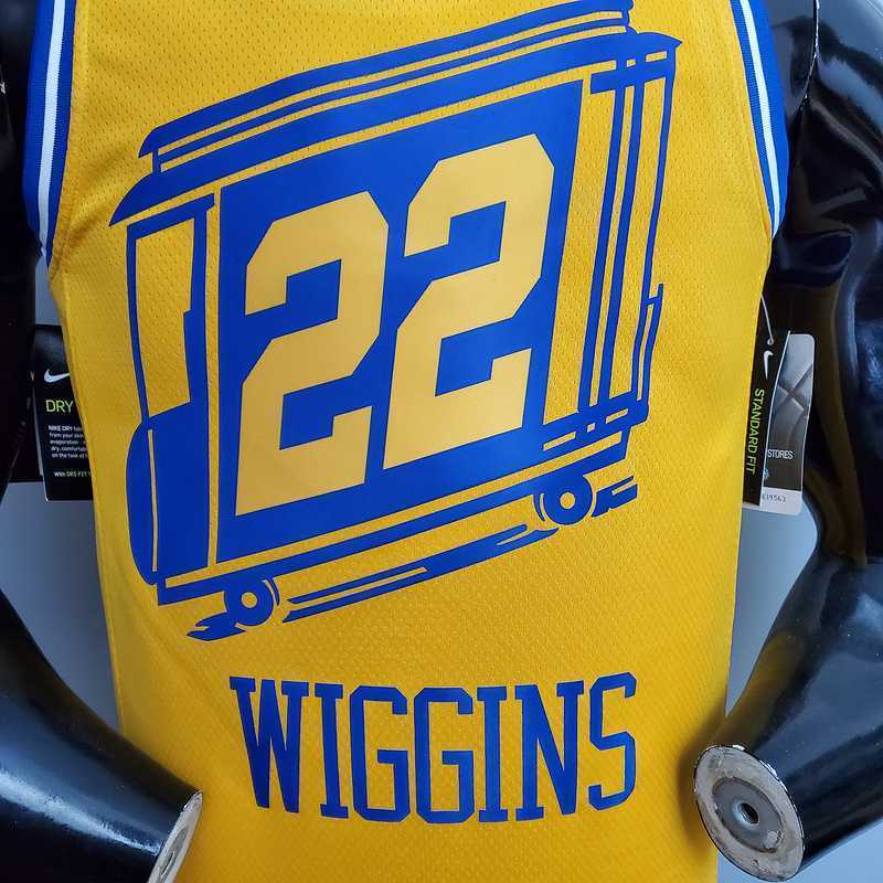 Tram version WIGGINS#22 Golden State Warriors yellow
